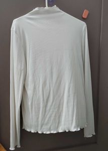 Elegant White Ribbed Mock Neck Top