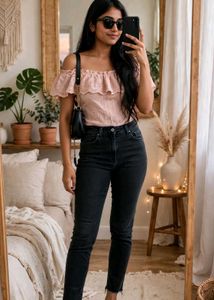 Black Distressed Denim Jeans