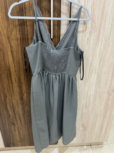 Elegant Grey V-Neck Mini Dress