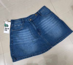 Blue Mid Rise Denim Skirt