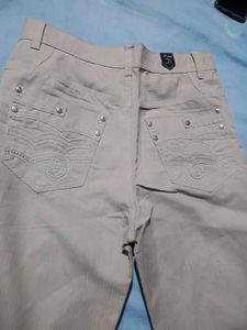 Men's Beige Striped jeans