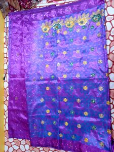 Shinning Dual Colour Saree Without Blouse