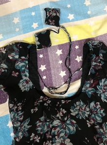 Deep Back Floral Chiffon Kurthi