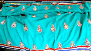Green Colour Embroidery Saree