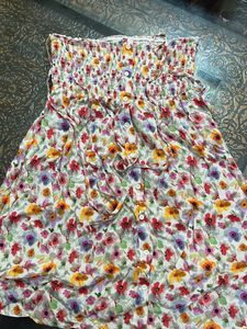 Boho Floral Smocked Strapless Dress