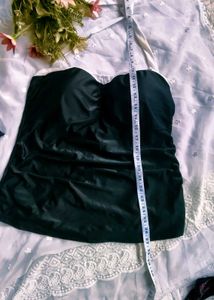 Stylish Black Bandeau Swim Top with penty