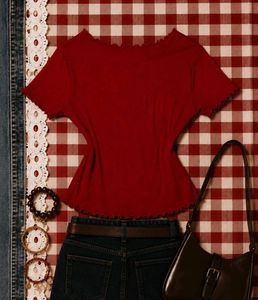 Cherry cola patchwork top