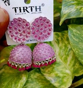 Pink Jhumka Earrings