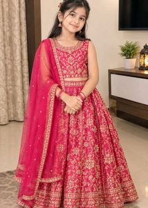 Red Embroidered Lengha
