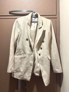 Cream Double-Breasted Blazer