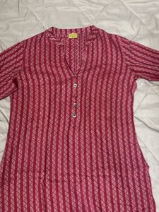 Vibrant Pink Striped Kurta