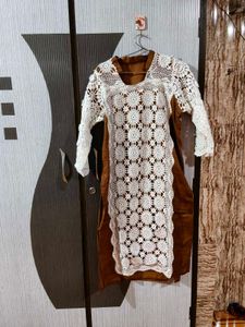 Elegant Brown &amp; White Kurta