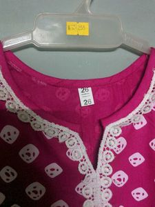 Pink &amp; White Tiered Kurta Set