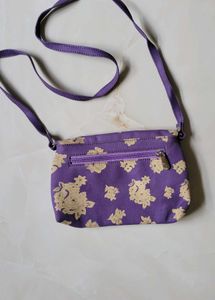 Purple Floral canvas  Sling Bag