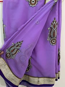 Purple Embroidered Saree