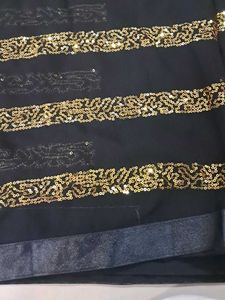 Black Saree with Gold Sequins