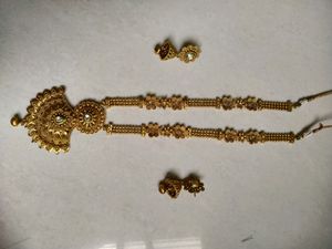 Gold Rich long Necklace with Earings in 1 gram
