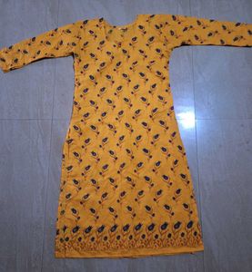 Yellow Printed Kurta
