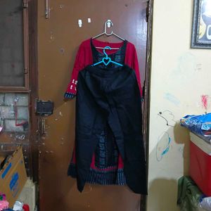 Beautiful Red Kurta with Black Embellishments
