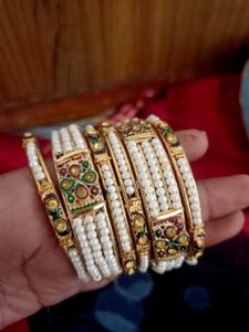 Elegant Pearl &amp; kundan Bangles
