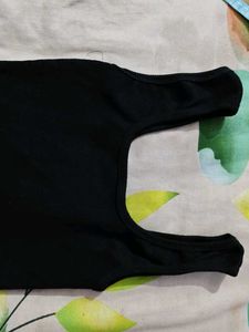 Sleek Black Square Neck Crop Top