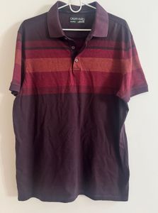 Calvin Klein - Striped Maroon Polo Shirt
