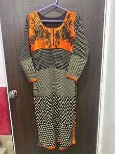 New Orange 🍊 Embroidery Kurti for ladies