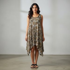 Asymmetric Animal Print Sleeveless Dress
