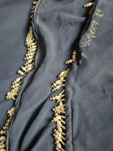 Elegant Navy Blue Embroidered Gown