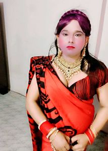 Vibrant Red &amp; Black Saree with blouse
