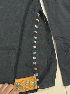 black chikankari kurta set