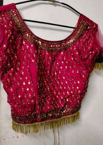 Elegant Green lehanga with Pink Motifs