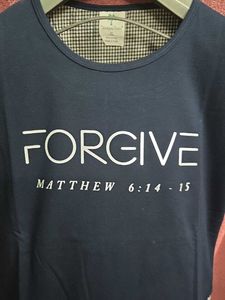 Navy Blue Graphic T-Shirt "FORGIVE"