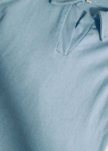 Sleeveless Ice Blue Collared Crop Top