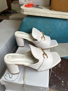 Stylish White Block Heels