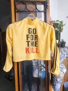 halloween/ cosplay Yellow Graphic Print Top