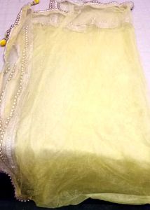 Elegant heavy Yellow Dupatta with Pearl