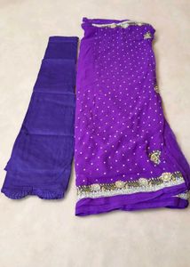 Stunning Purple Embroidered Saree