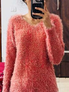 Cozy fuzzy pink sweater