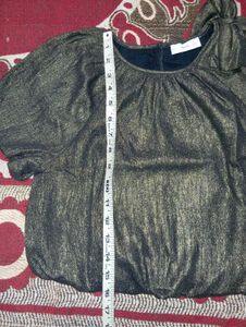Mango Girls Metallic Bow Blouse Gold
