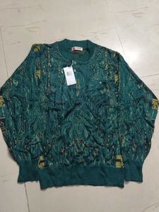 Vintage Emerald Green Print Sweater