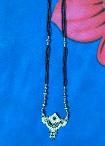 Traditional Black Beads Silver Tone Mangalsutra