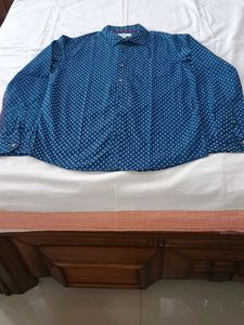 Men's Blue Dotted Long Sleeve Shirt