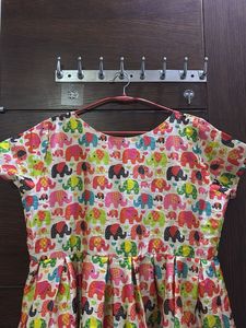 Colourful girls gown with elephant print
