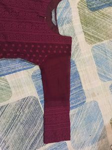 Maroon Chikankari Kurta Set