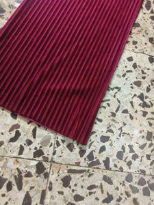 Burgundy Velvet Striped Palazzo Pants