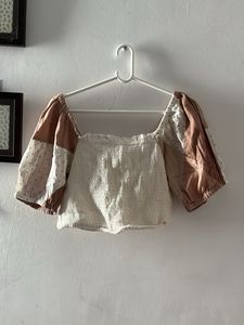 Chic Smocked Crop Top with Puff Sleeves