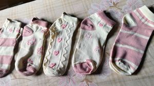 Cute Pink &amp; White Ankle Socks Set