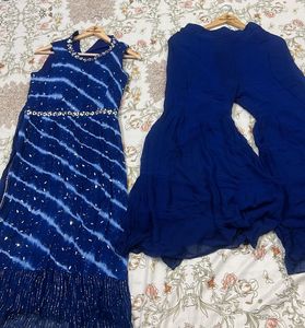 Designer Blue Bandhani Kurta Set