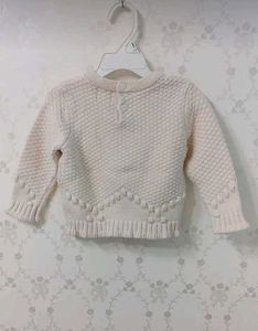 Cream Knit Sweater with Pom Poms